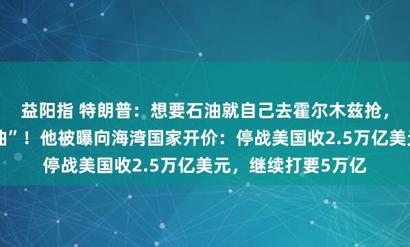益阳指 特朗普：想要石油就自己去霍尔木兹抢，“我最想抢伊朗石油”！他被曝向海湾国家开价：停战美国收2.5万亿美元，继续打要5万亿