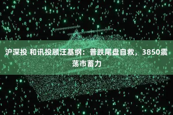 沪深投 和讯投顾汪基纲：普跌尾盘自救，3850震荡市蓄力
